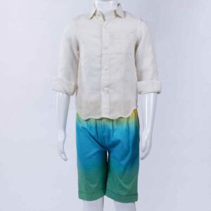 textured off white shirt with shaded pant