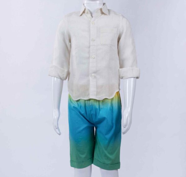 textured off white shirt with shaded pant