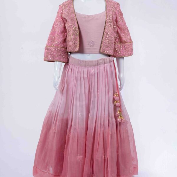 ombre pink lehenga with jacket