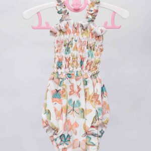 butterfly print spaghetti romper