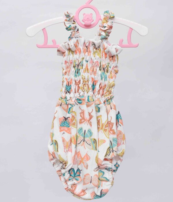 butterfly print spaghetti romper