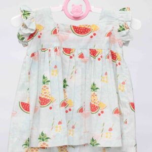 sky blue fruity frock