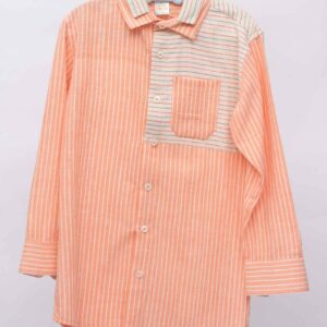 peach striped shirt