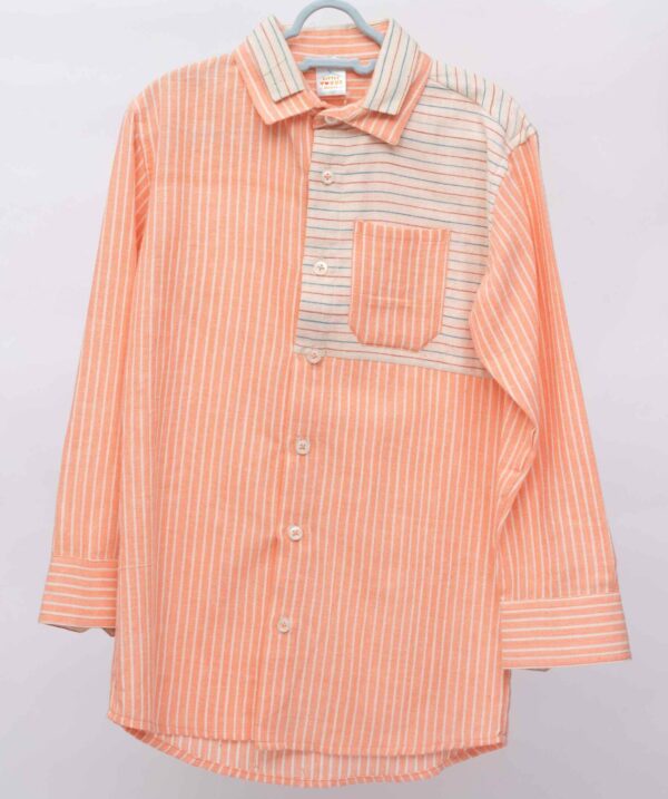 peach striped shirt