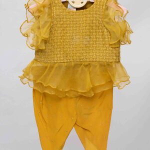 golden yellow peplum and dhoti