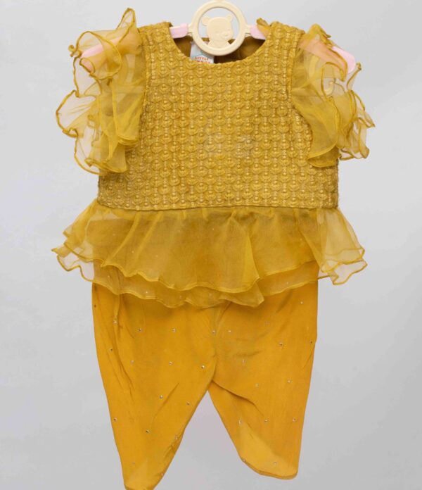 golden yellow peplum and dhoti