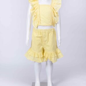 lemon yellow chicken ruffled co ord set