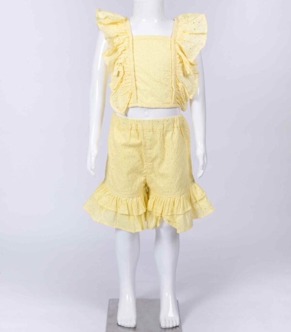 lemon yellow chicken ruffled co ord set