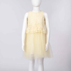 pastel yellow ruffled lace frock