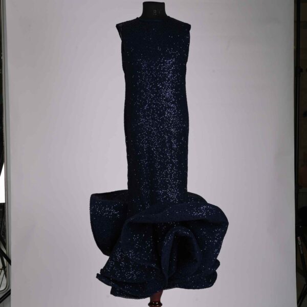 blue mermaid drape dress