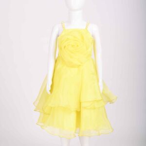 yellow 3d rose frock