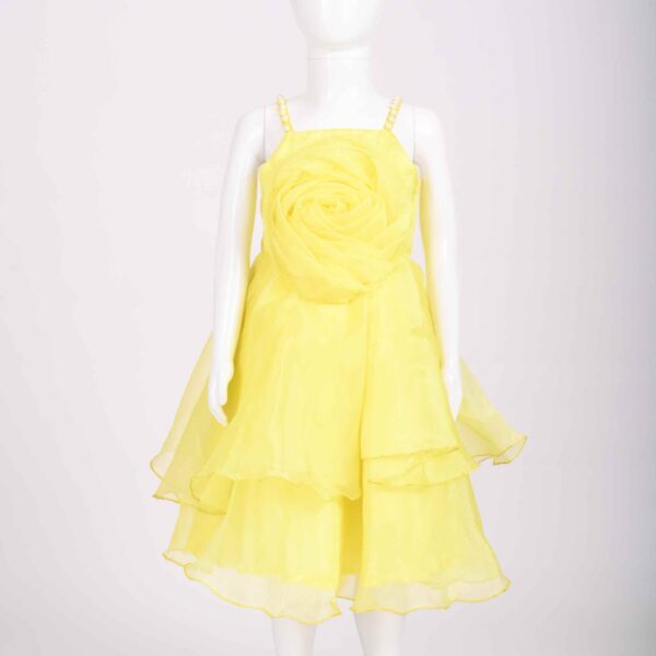 yellow 3d rose frock