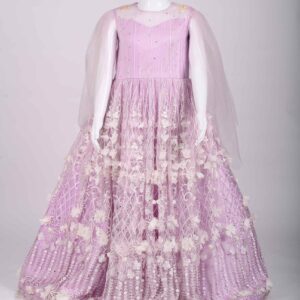 light purple fur lace frock