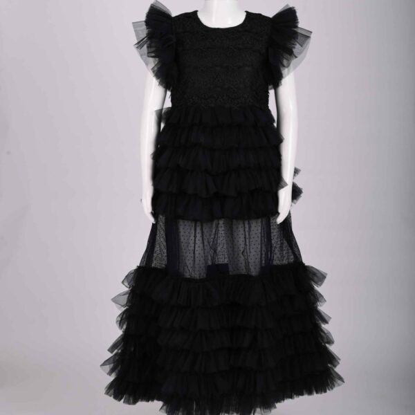 black ruffle lace frock