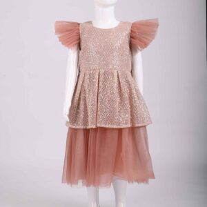 brown sequence net frock