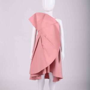 pink spaghetti dress with drape