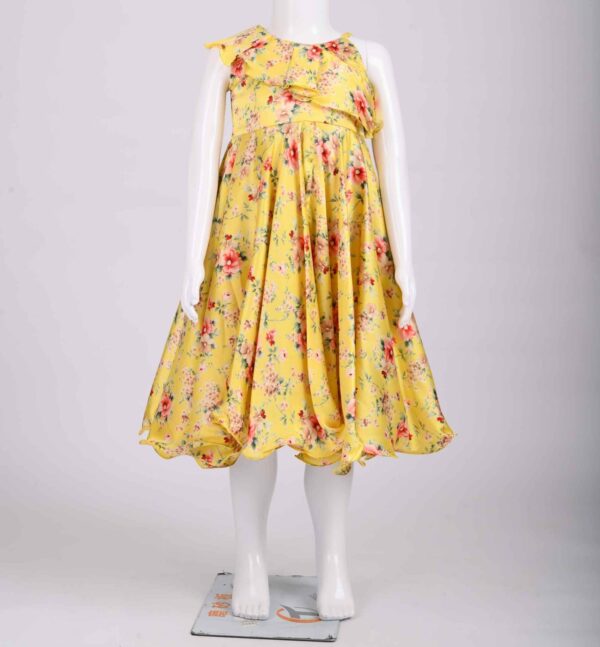 yellow floral shoulder frock