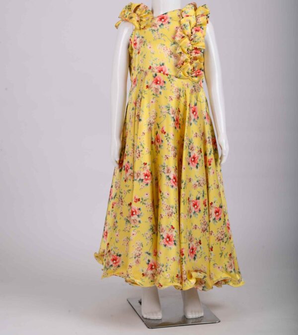 yellow floral ruffle frock