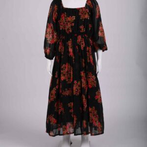 black floral puff sleeve frock