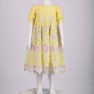 lemon yellow Resham work frock