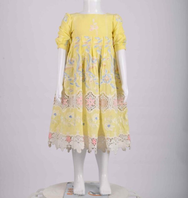 lemon yellow Resham work frock