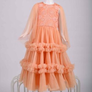 orange lace ruffled frock