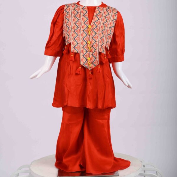 pashmina jacket with peplum top and sharara