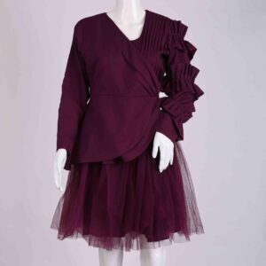 wine frill blazer