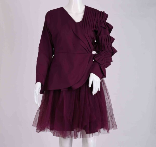 wine frill blazer