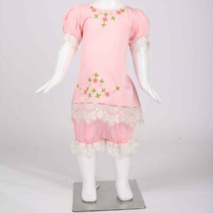 baby pink dress with hand embroidery