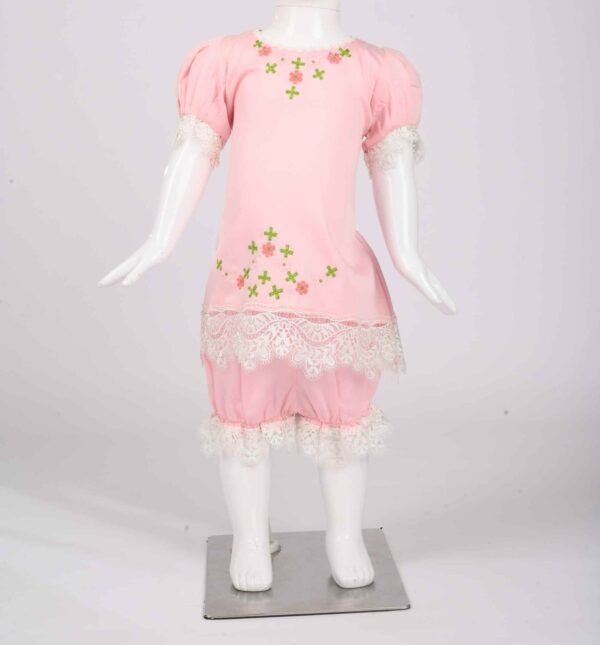 baby pink dress with hand embroidery