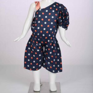 polka dot mid night one shoulder jump suit