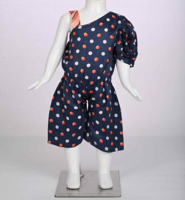 polka dot mid night one shoulder jump suit