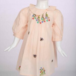 light pink dress with embroidery