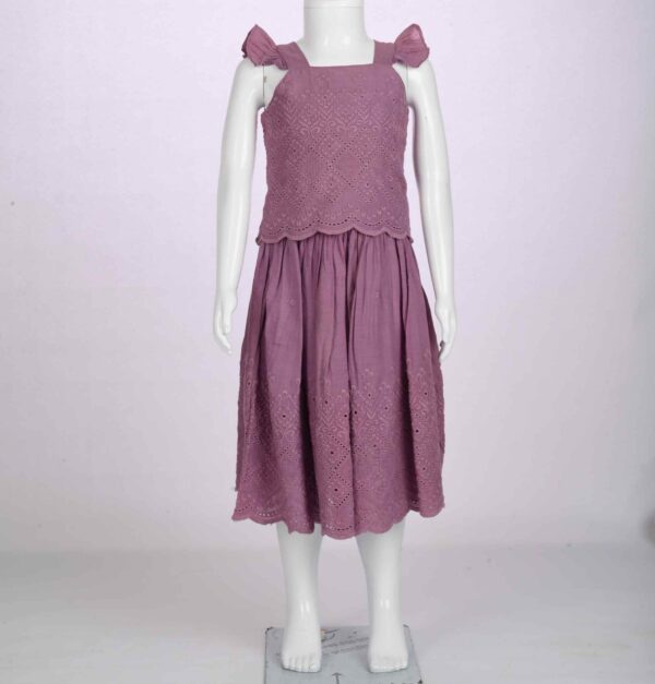 mauve purple chickenkari daman top and skirt