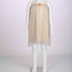 off white chicken dress with net drape