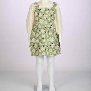 olive floral dungaree 2pcs set