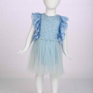 sky blue sequence frock style romper