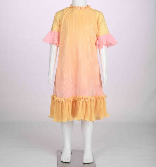 yellow and pink shaded pleated dress