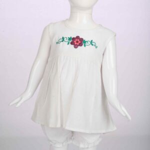 white flower frock with shorts