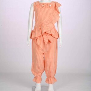 organic peach striped top with pant