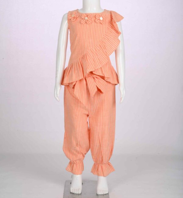 organic peach striped top with pant