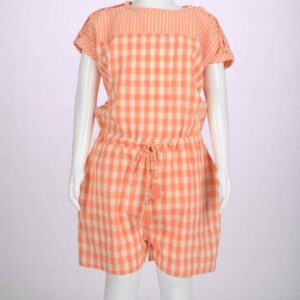 organic peach checks jump suits