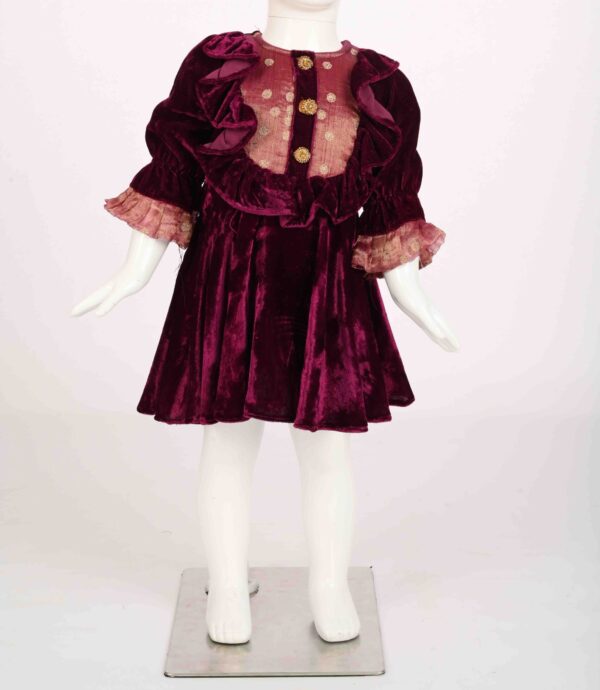 wine frock with brocade yoke