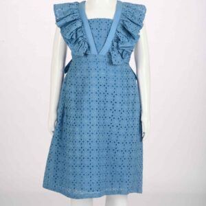 blue chicken dress with cross back