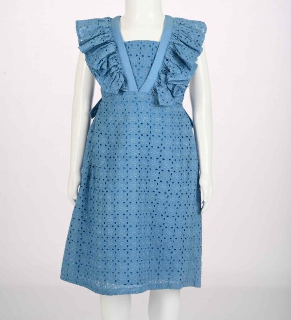 blue chicken dress with cross back