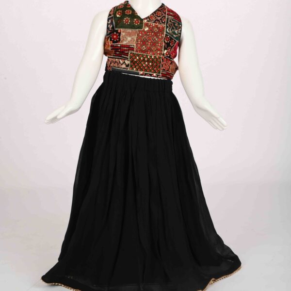 black lehenga with halter neck blouse