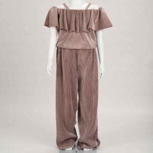 mauve knife pleated co-ord set