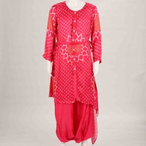 hot pink kurta with cowl pant